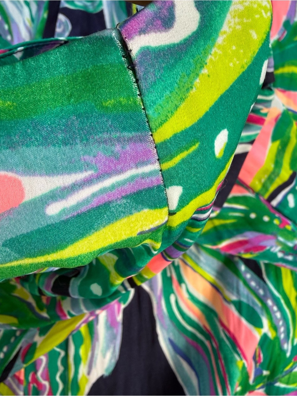 Lilly Pulitzer Braylen Palazzo Pants Navy Pink Green Tropical Leaf Wide Leg 2 - Picture 6 of 6